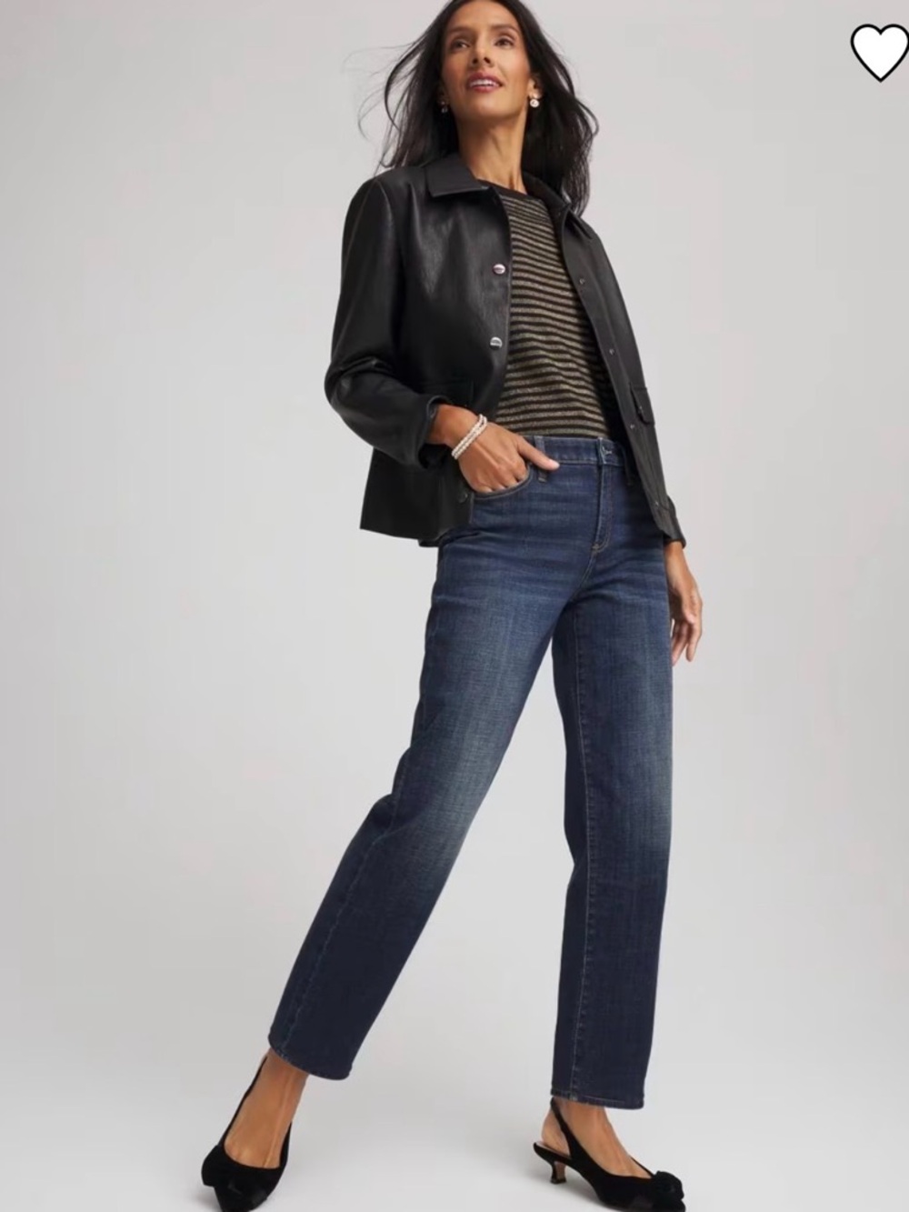 Chico’s Platinum Denim Straight-Leg Women’s Jeans in Dark Blue, size 2, (12)
